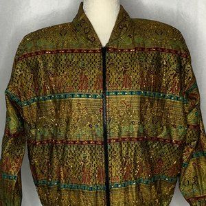 Vintage Addis Egyptian Beaded Bomber Jacket 39PE
